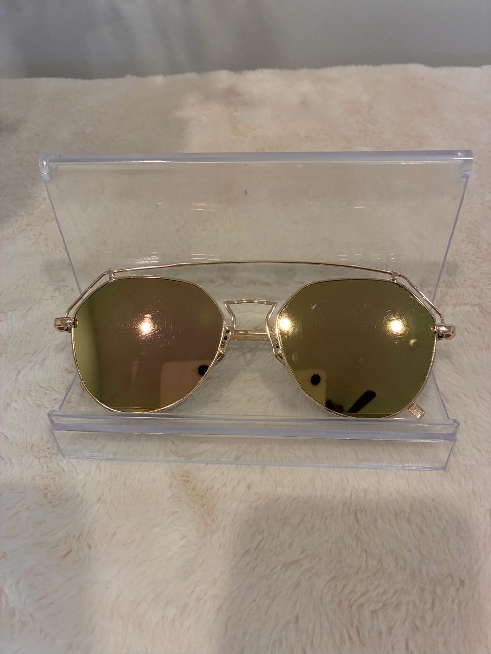 Gold Frame Mirrored Round Sunglasses